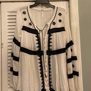 Free People Embroidered Shirt Large